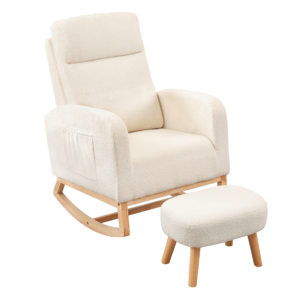 Levede Rocking Chair Ottoman Footrest With Side Pocket-1954802459419480072