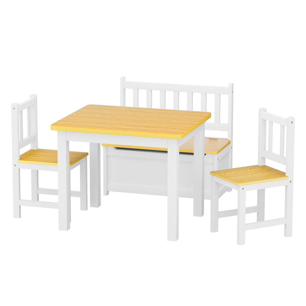 Bopeep Kids Table and Chairs Set Wooden Study Play 4PCS-1954802474309259272