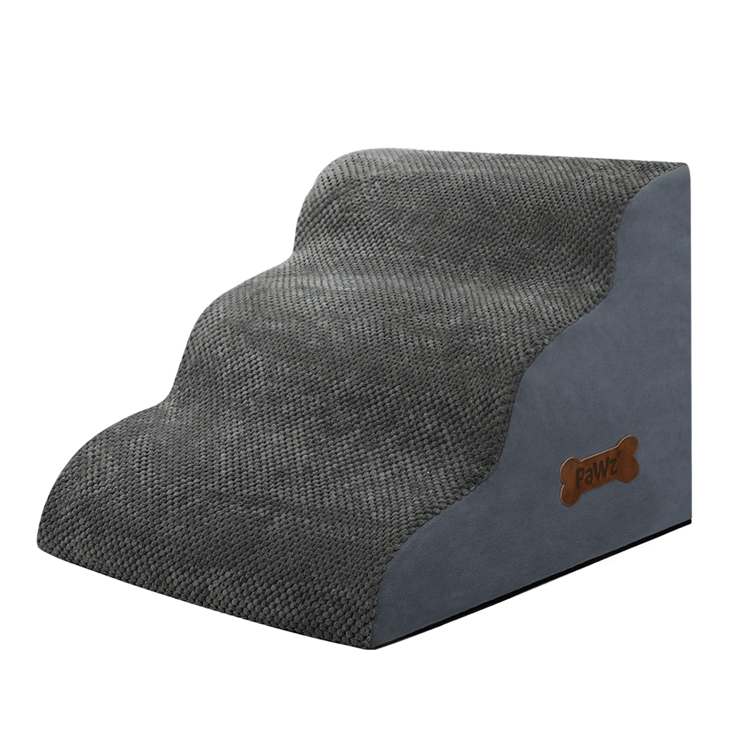 Pawz 3 Steps Pet Stairs Dog Ramp High Density Foam Grey-1954802479787020290