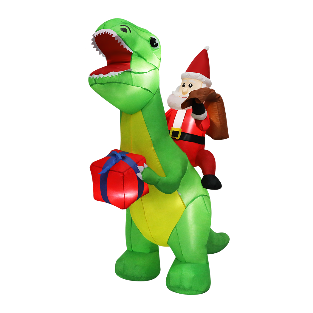 Santaco Christmas Inflatables Outdoor Santa Claus Riding Dinosaur Lights Décor-1910112239126450184