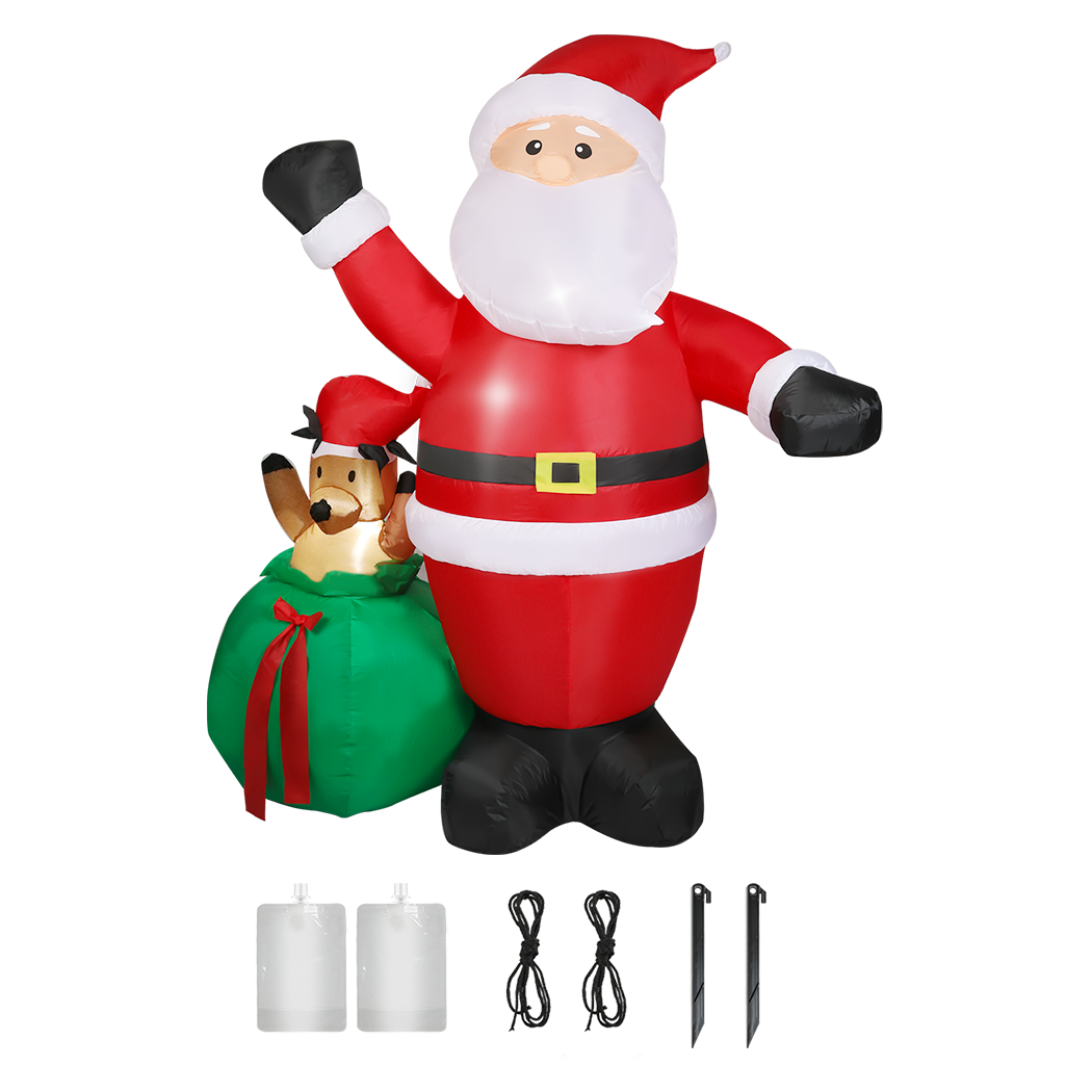 Santaco Christmas Inflatable Outdoor Santa Claus Elk 2.2M Xmas Decoration Light-1973194172844347400
