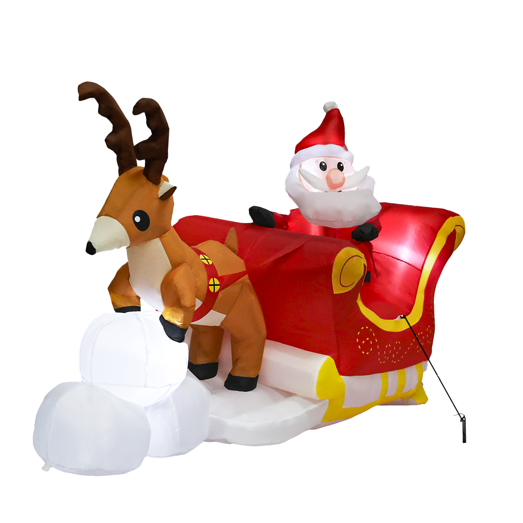 Santaco Christmas Inflatables Outdoor Santa Claus Reindeer Sleigh Lights Decor-1973194173037285384