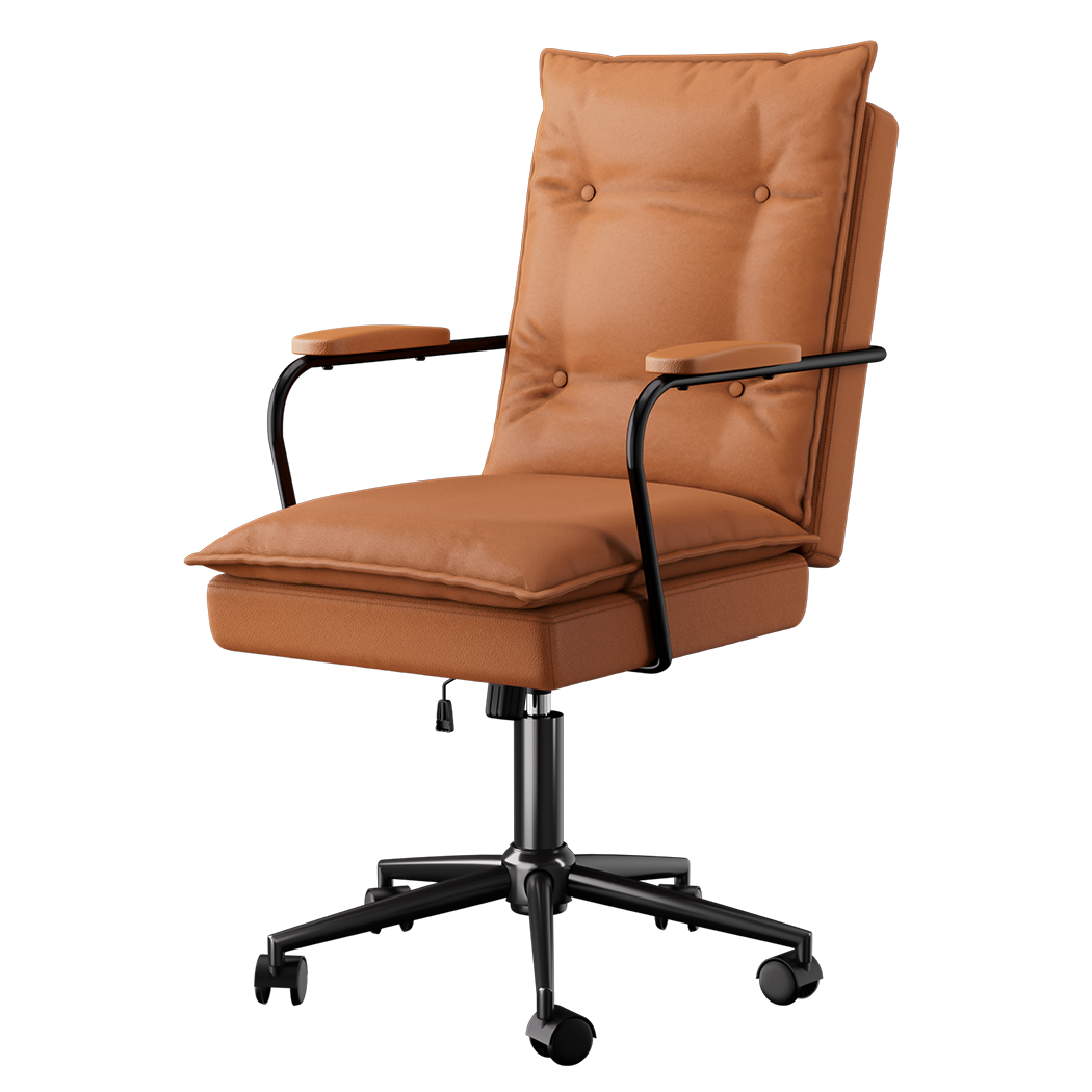 LEVEDE Ergonomic Office Chair Computer PU Brown-1954802475336863752
