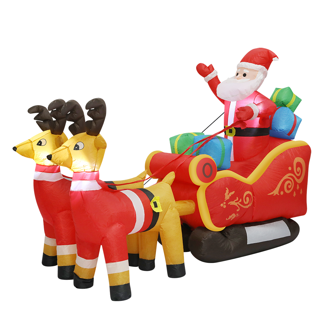 Santaco LED Inflatable Santa Sleigh Reindeer 2.2M-1973194173599322120