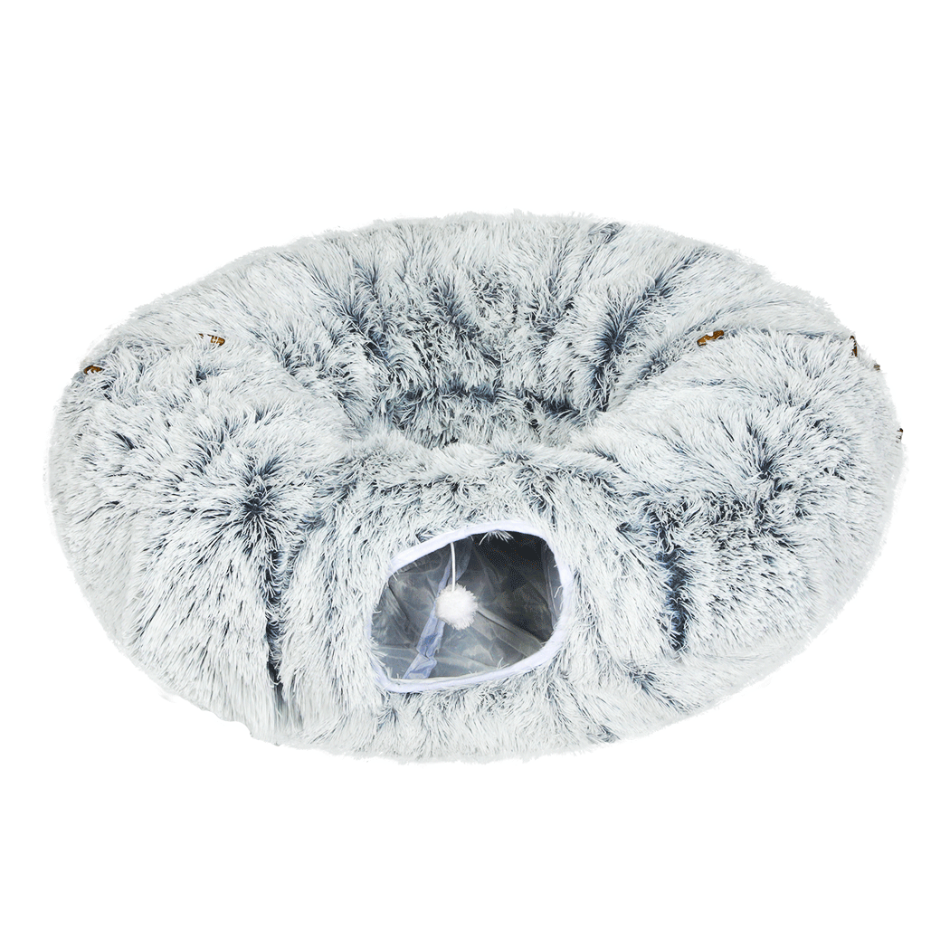 Pawz Cat Tunnel Foldable Fluffy Plush Play Tube Grey-1954802453765558280