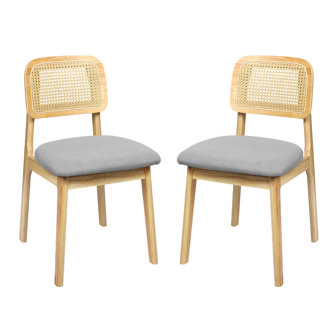 Levede 2x Dining Chair Wood Rattan Armless Natural-1954802459243319304