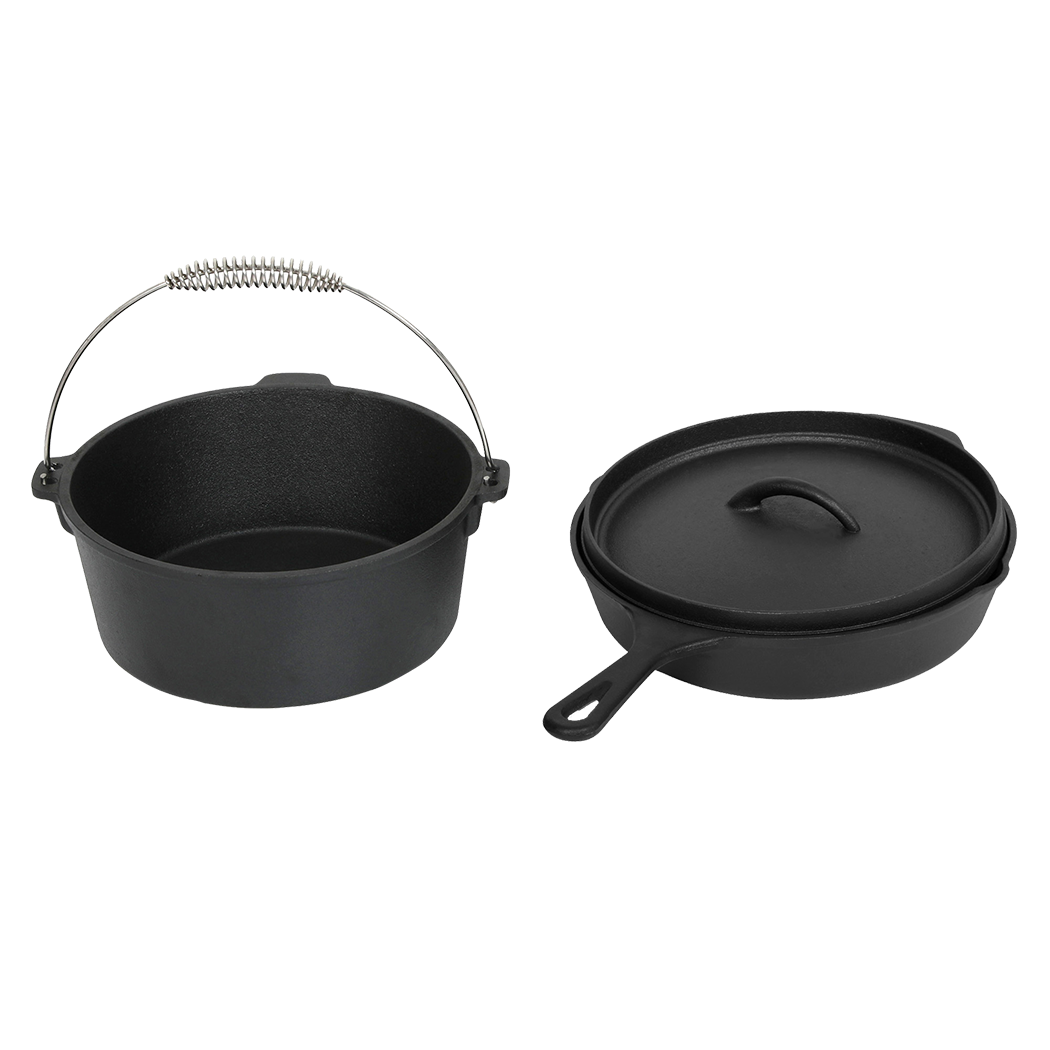Toque 3PCS Cast Iron Frying Pan and Cast Iron Pot Set-1973194189634146312