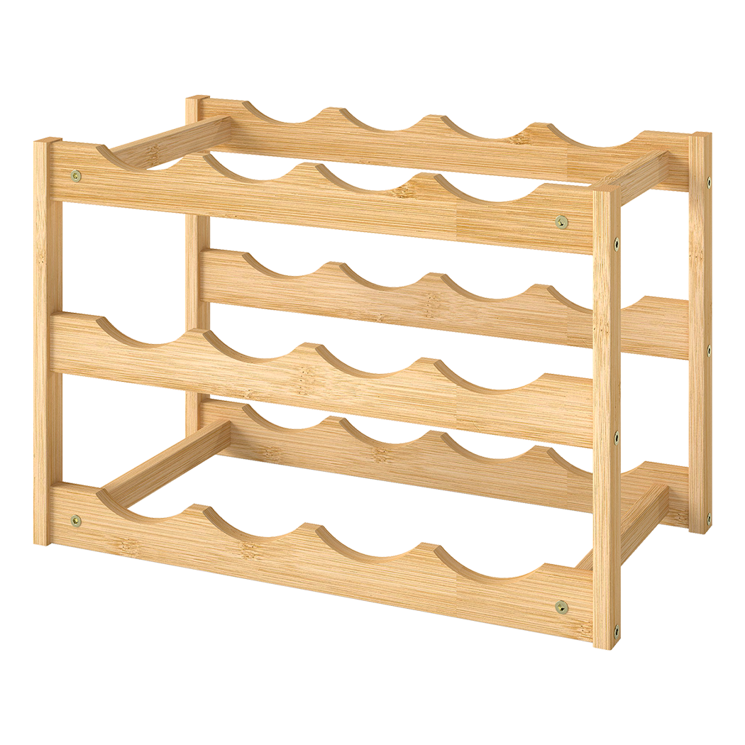 Toque Natural Bamboo Wine Rack 12 Bottles Organizer-1973193601500450824
