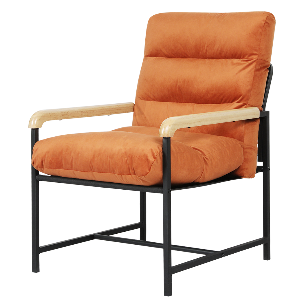 Levede Metal Framed Lounge Chair Velvet in Orange-1954802470106566664
