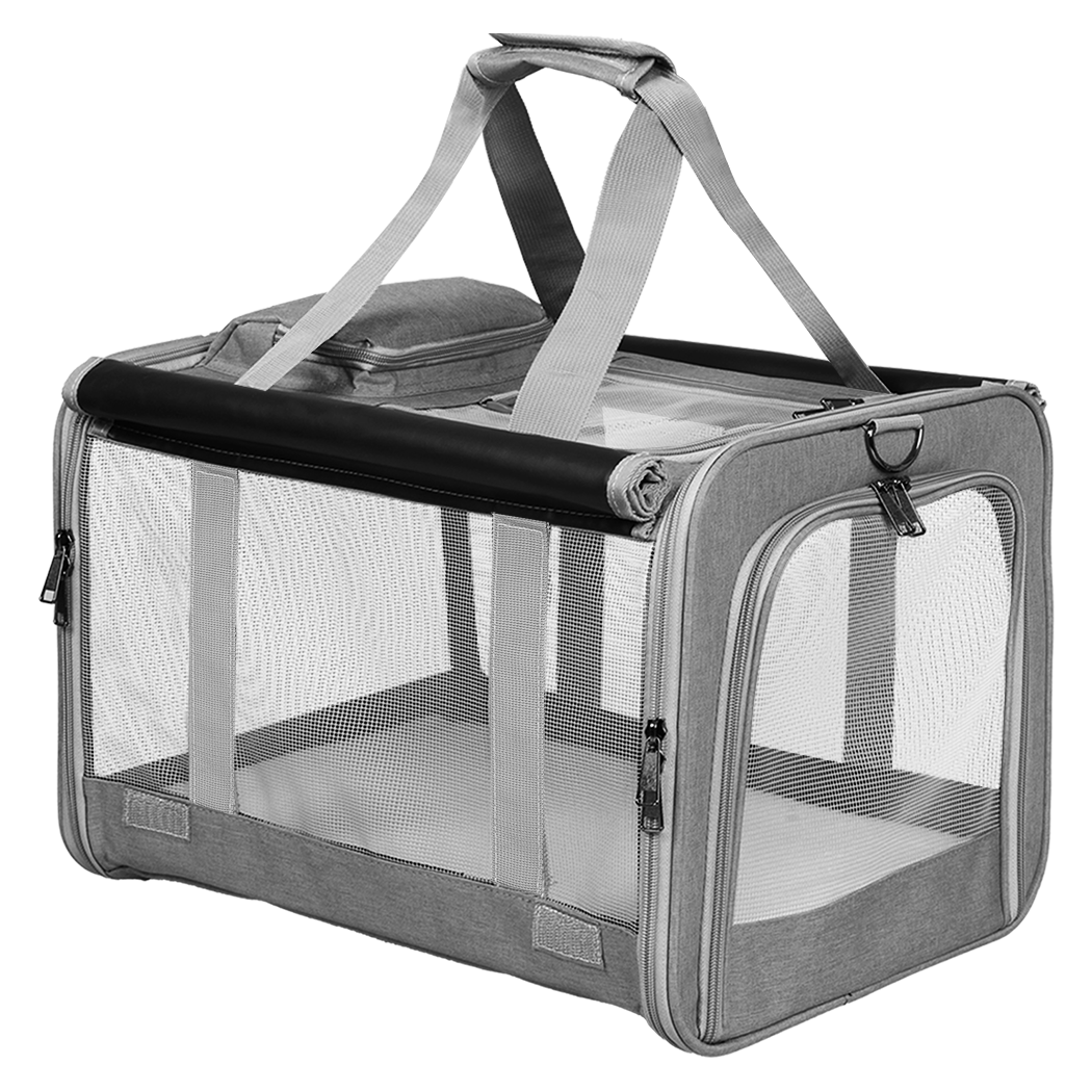 Pawz 3 in 1 Pet Soft Crate Dog Cat Carrier L Size Grey-1954802465652215816