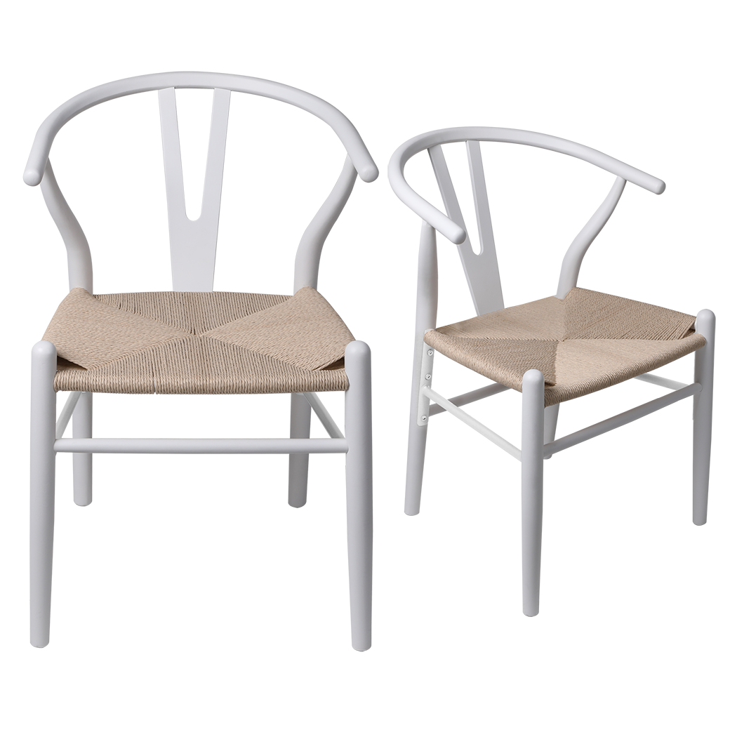Levede 8x Dining Chairs Wooden Hans White-1973193557426704392