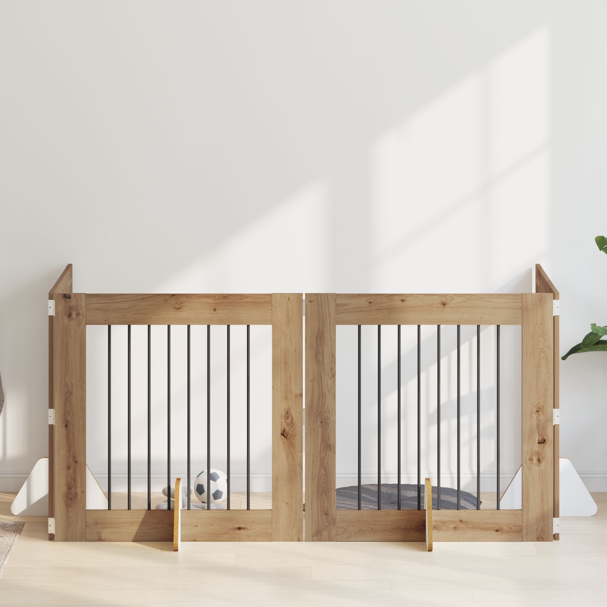 Foldable Dog Gate with Stands 4 pcs Artisan Oak 321 cm