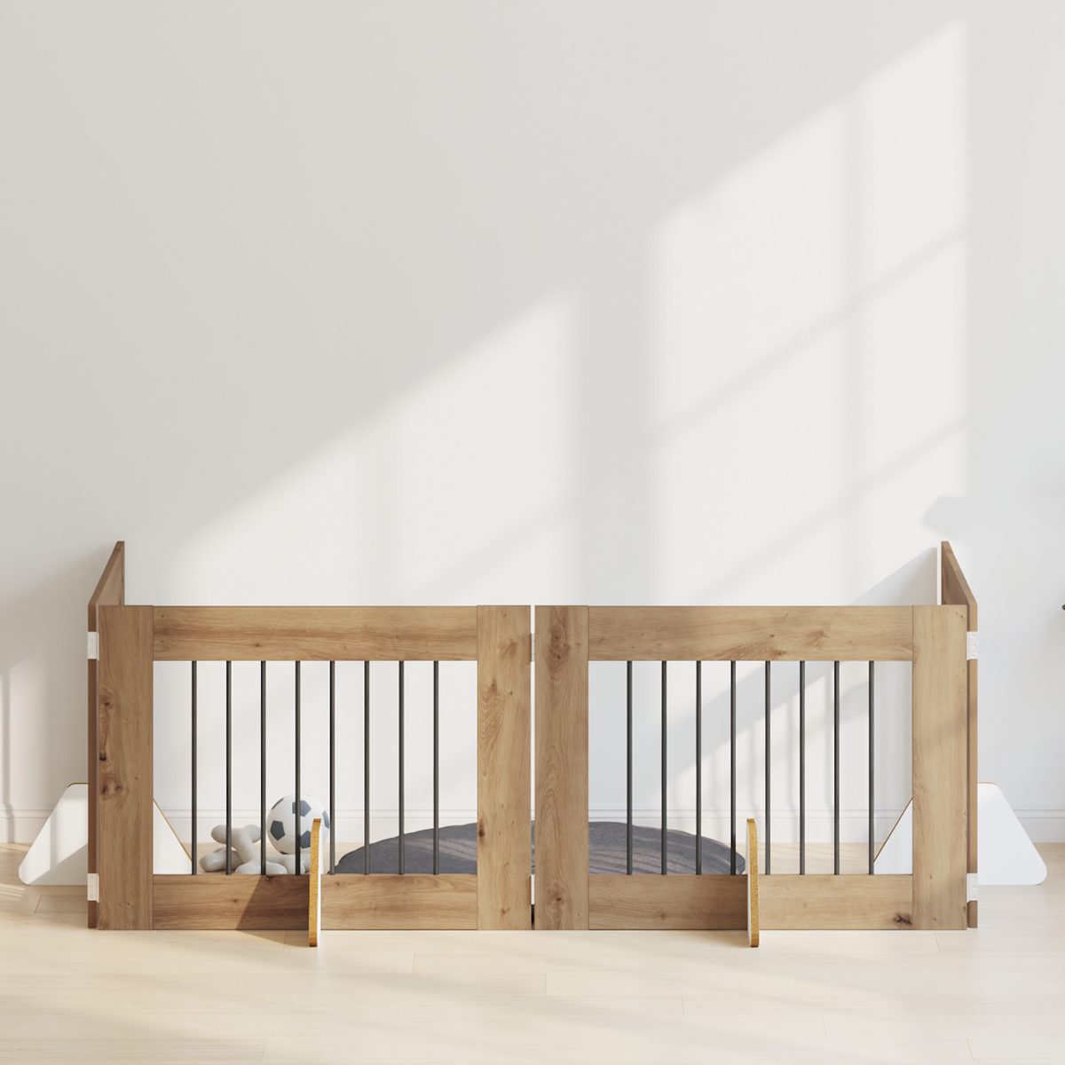 Foldable Dog Gate with Stands 4 pcs Artisan Oak 321 cm