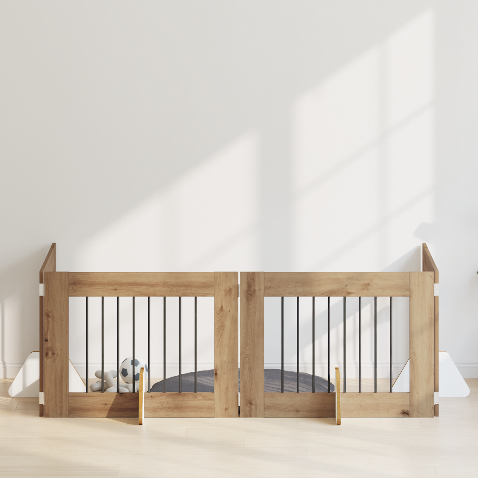 Foldable Dog Gate with Stands 4 pcs Artisan Oak 321 cm