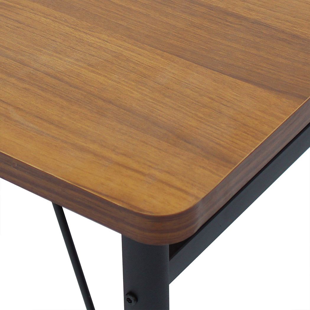 Levede 1x Dining Table +1x Bench Set Steel Home Kitchen Farmhouse Brown-1954802997833895940