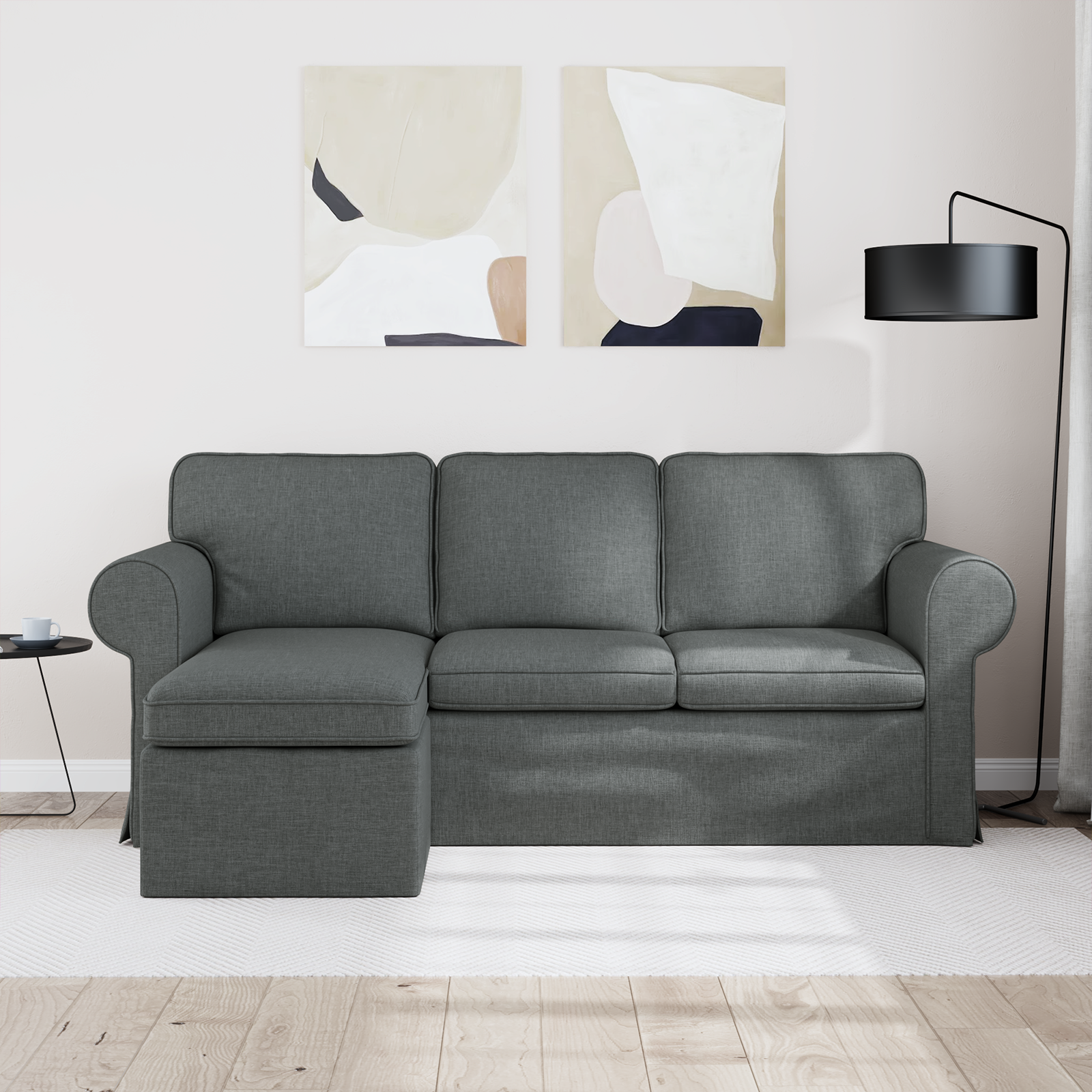 Sofa Dark Grey 195 x 138 x 80 cm Fabric