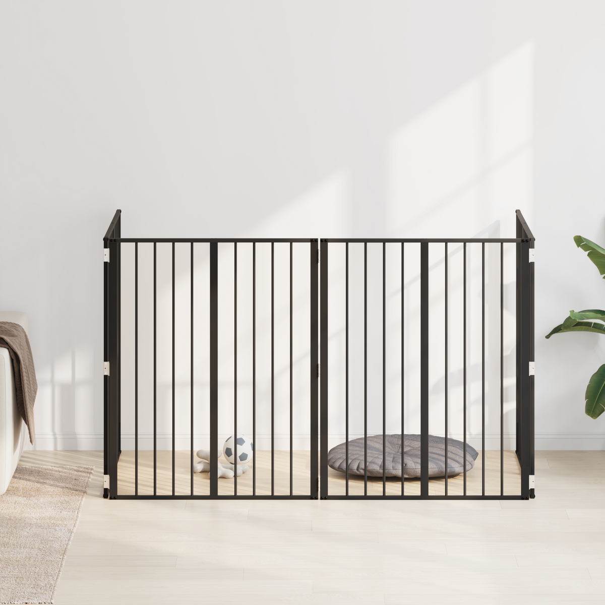 Dog Gate 4 pcs Black 80 x 100 cm Galvanised Steel