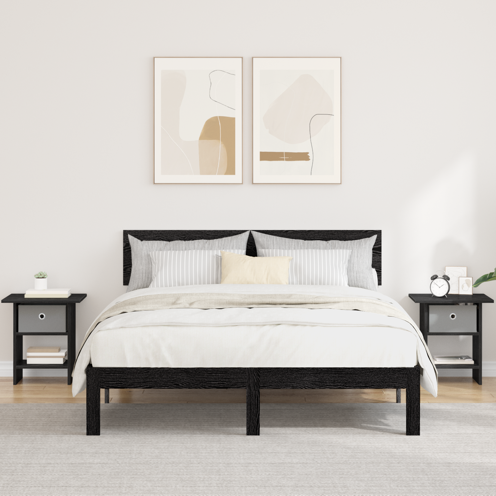 Bedside Table 2 pcs Black Oak 41 x 40 x 45 cm Engineered Wood
