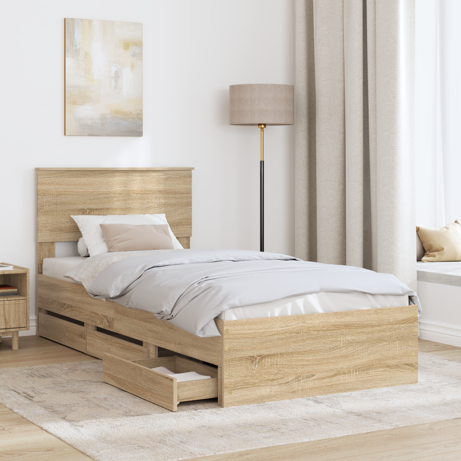 Bed Frame with Drawer Sonoma Oak 90 x 190 cm Engineered Wood