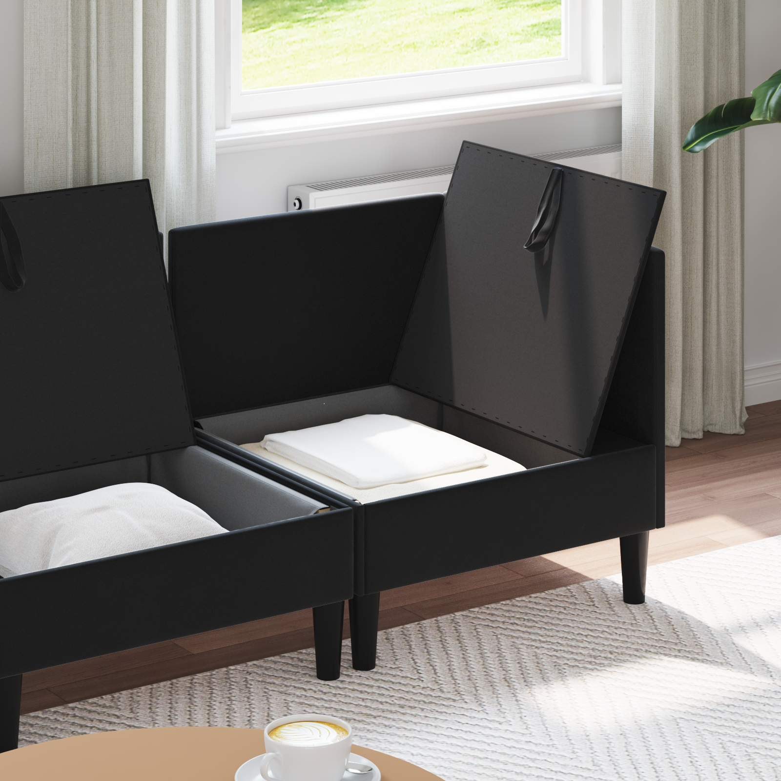 Living Room Furniture Set with Cushion 3 pcs Black Velvet