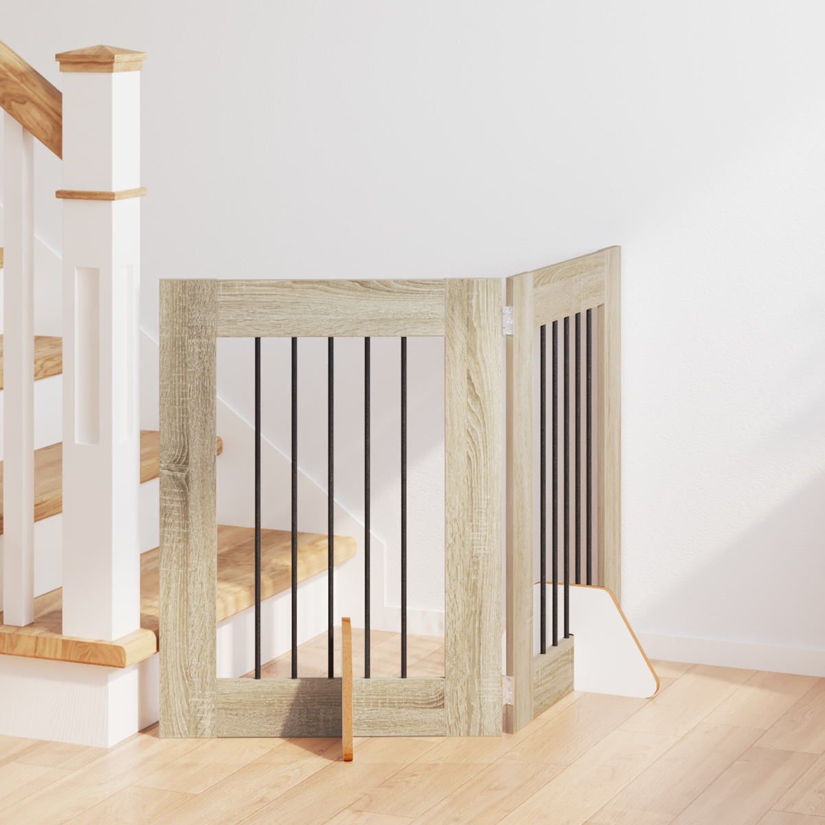 Foldable Dog Gate with Stands 2 pcs Sonoma Oak 120,5 cm