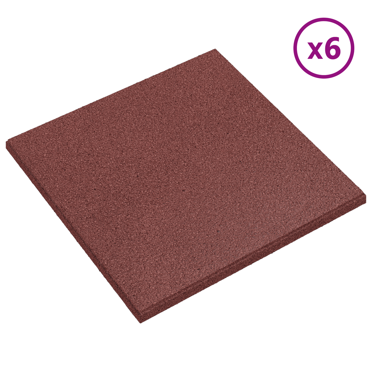 Fall Protection Tiles 6 pcs Red 50 x 50 cm Rubber