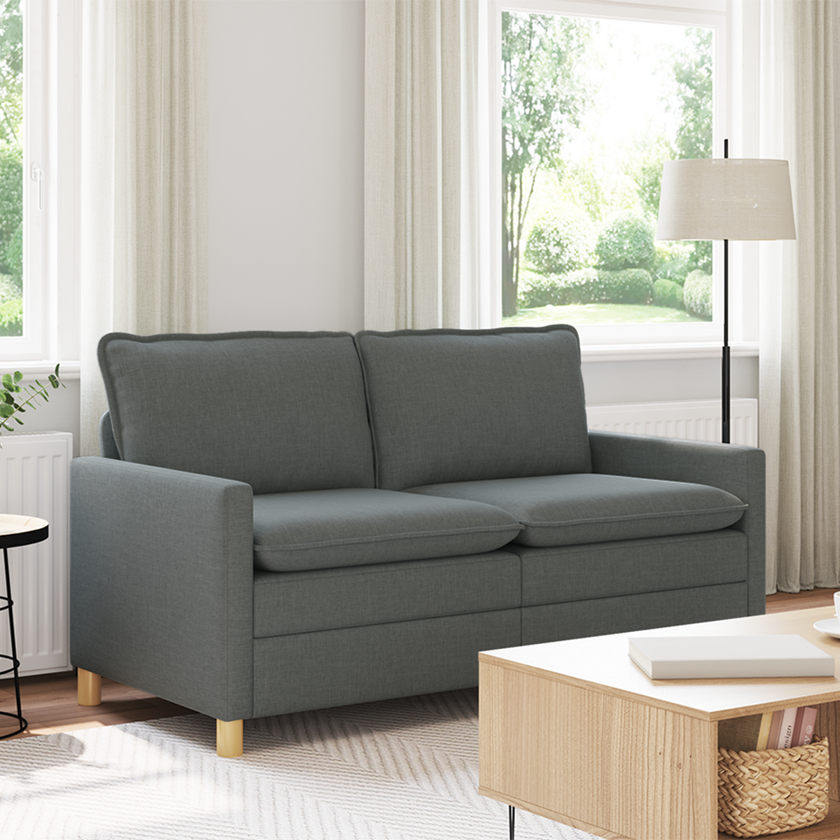 Sofa Dark Grey 156 x 81 x 87.5 cm Fabric