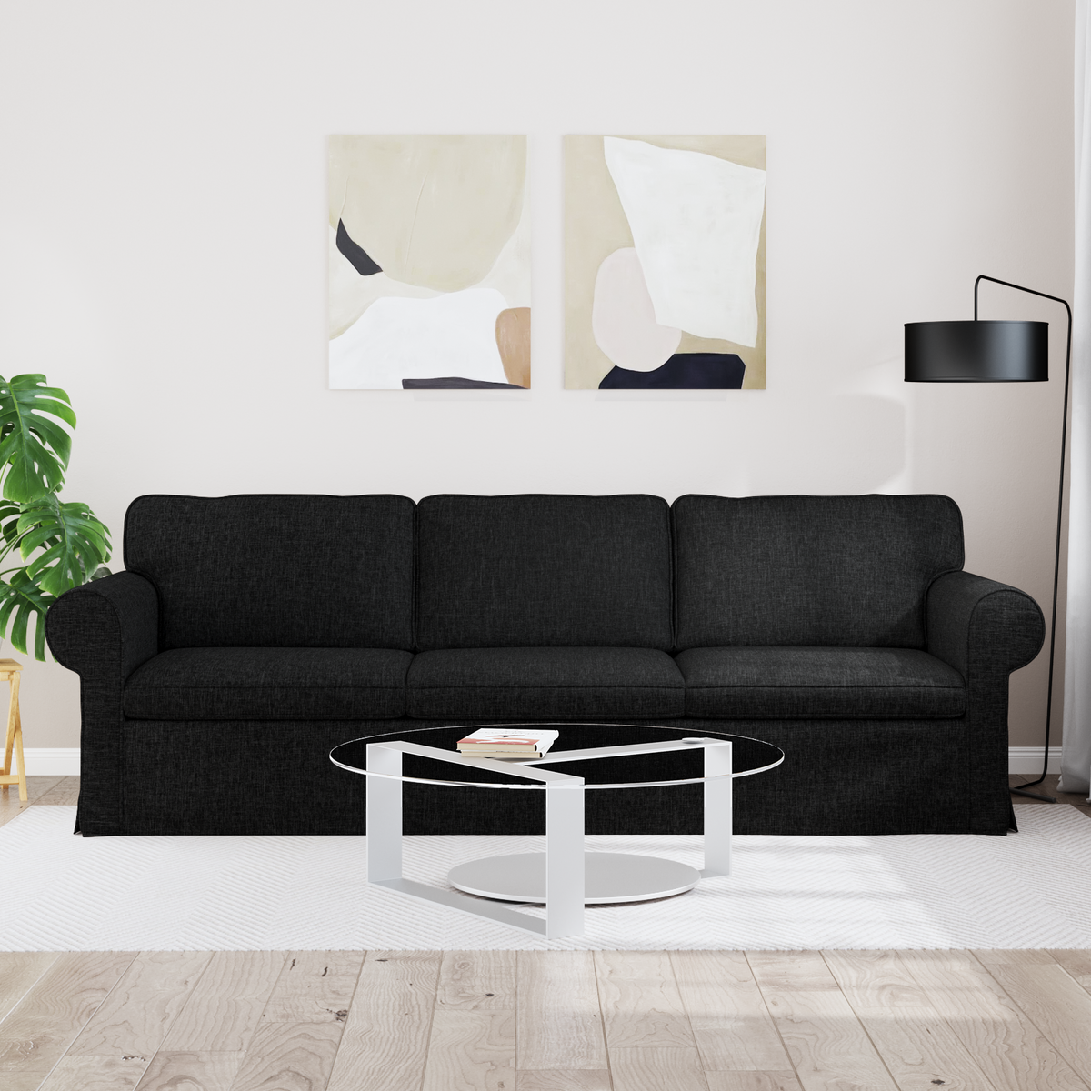 Sofa Black 245 x 82 x 80 cm Fabric