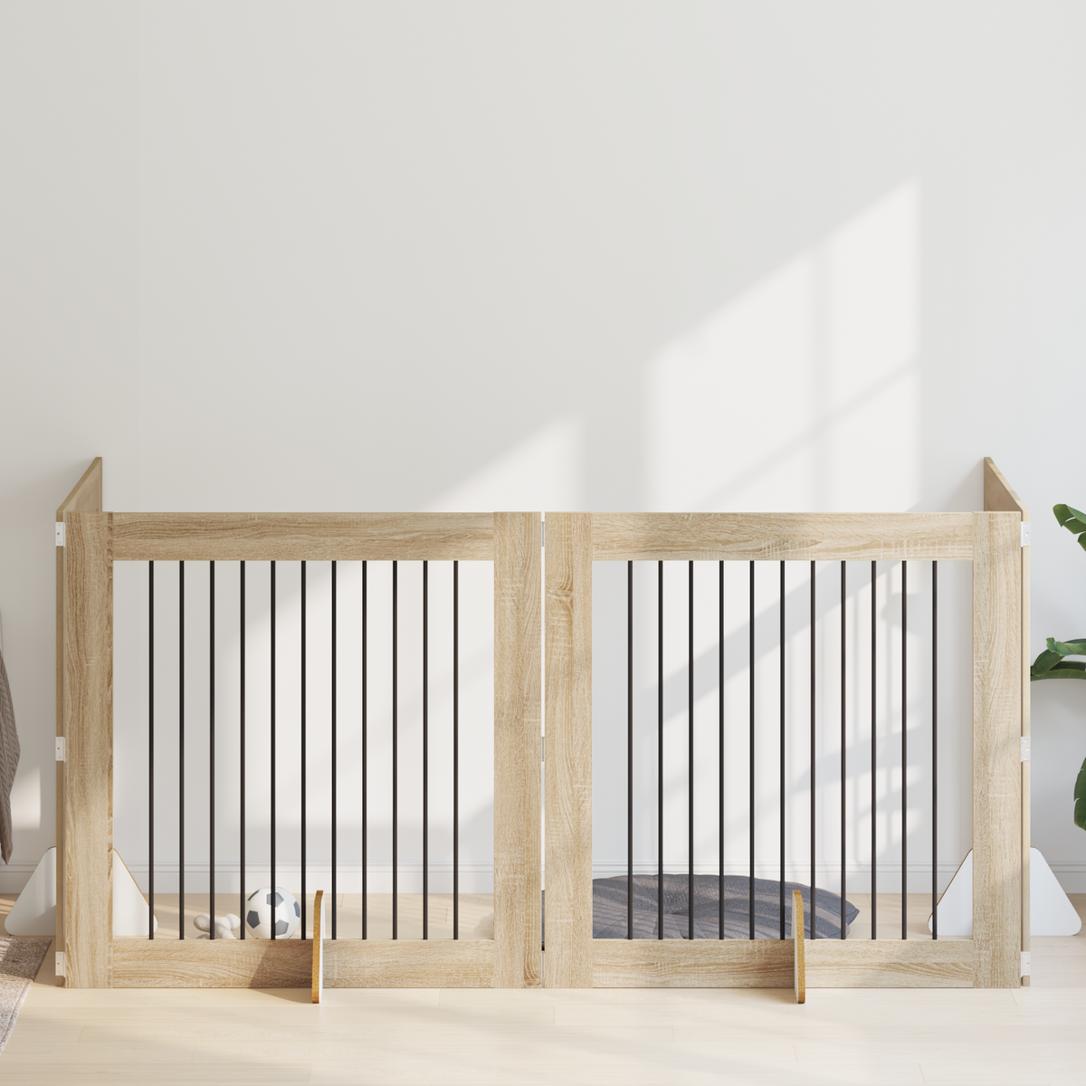 Foldable Dog Gate with Stands 4 pcs Sonoma Oak 401 cm