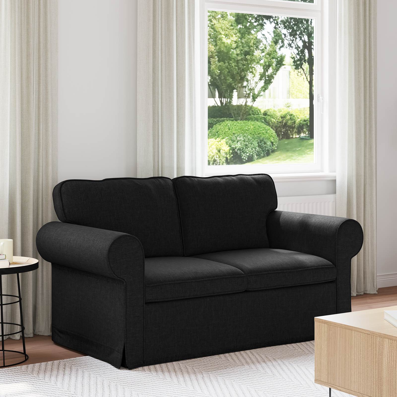 Sofa Black 155 x 82 x 80 cm Fabric