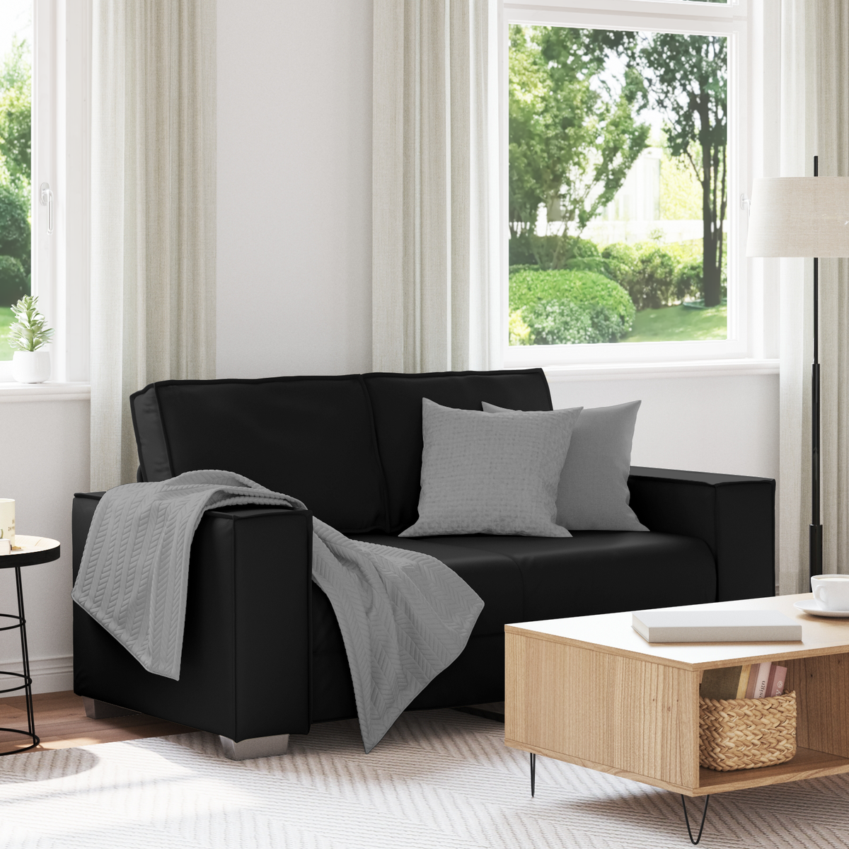 Loveseat Sofa Black 160 cm Faux Leather