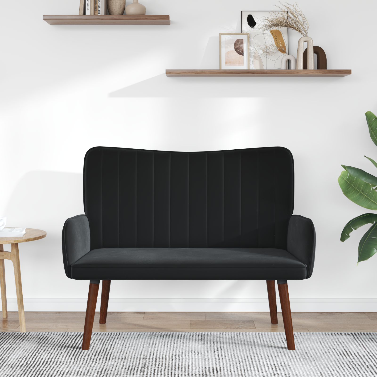 2-Seater Sofa Black 115 x 61 x 87 cm Velvet