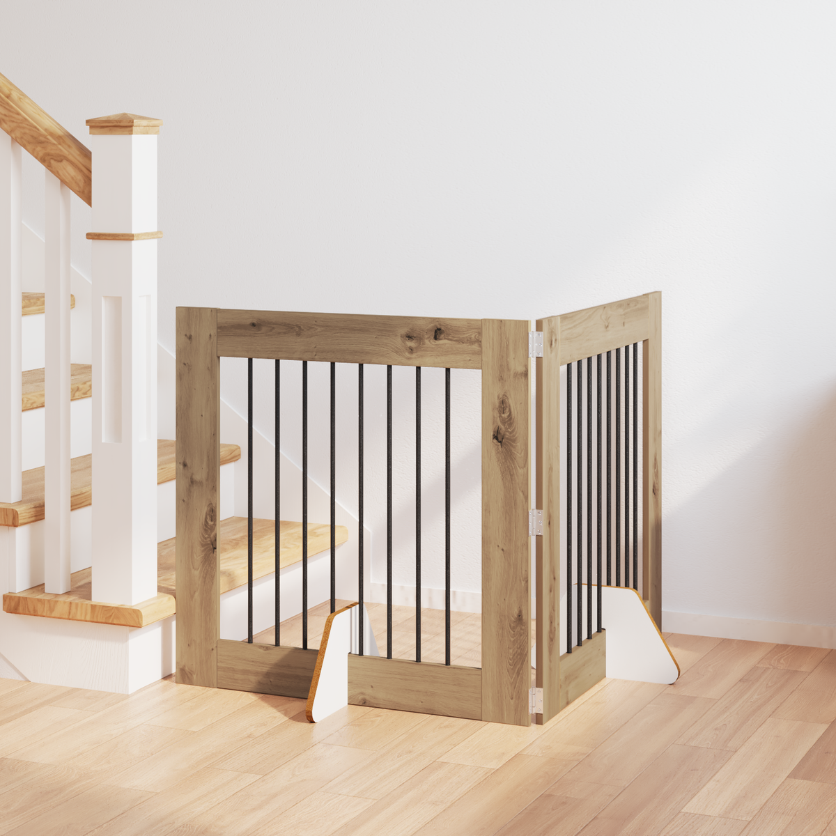 Foldable Dog Gate with Stands 2 pcs Artisan Oak 160.5 cm