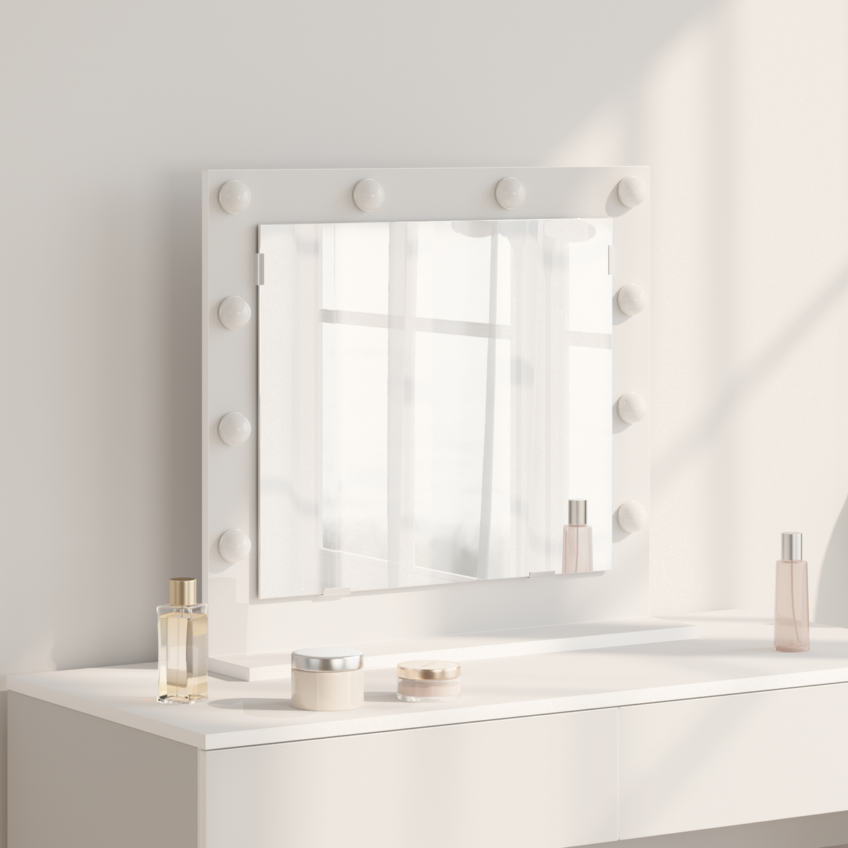 Vanity Mirror White 60 x 55 x 18 cm Glass and Engineered wood