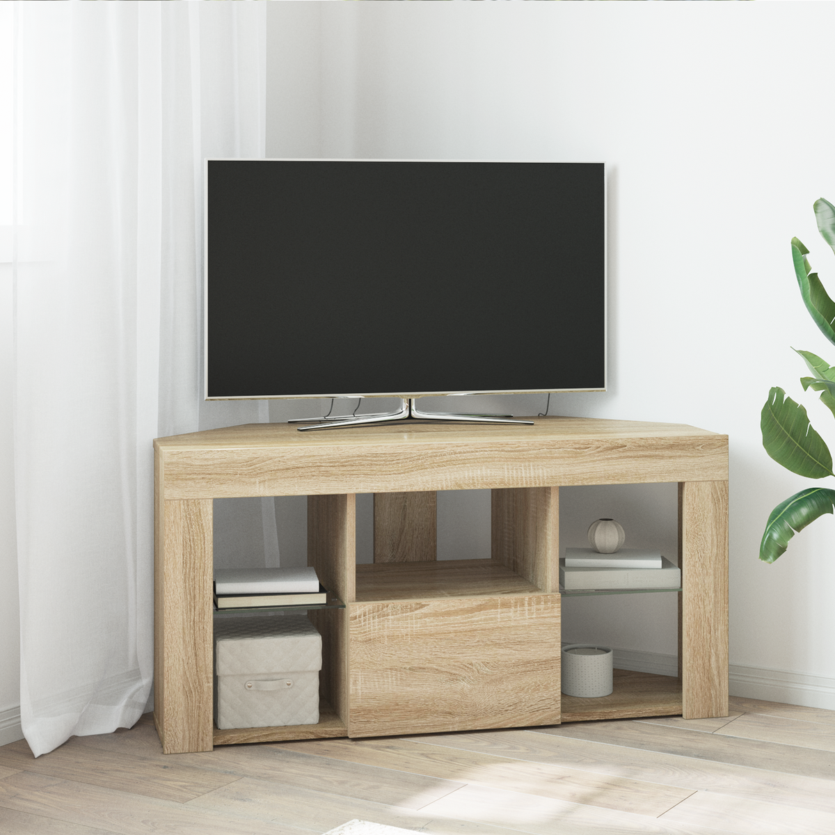 Corner LED TV Cabinet Wall-mounted Sonoma Oak 100 x 40 x 50 cm