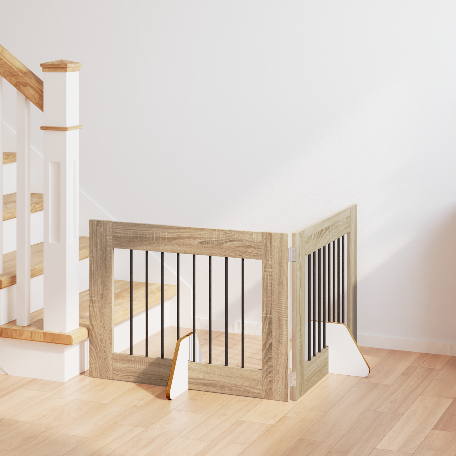 Foldable Dog Gate with Stands 2 pcs Sonoma Oak 160.5 cm