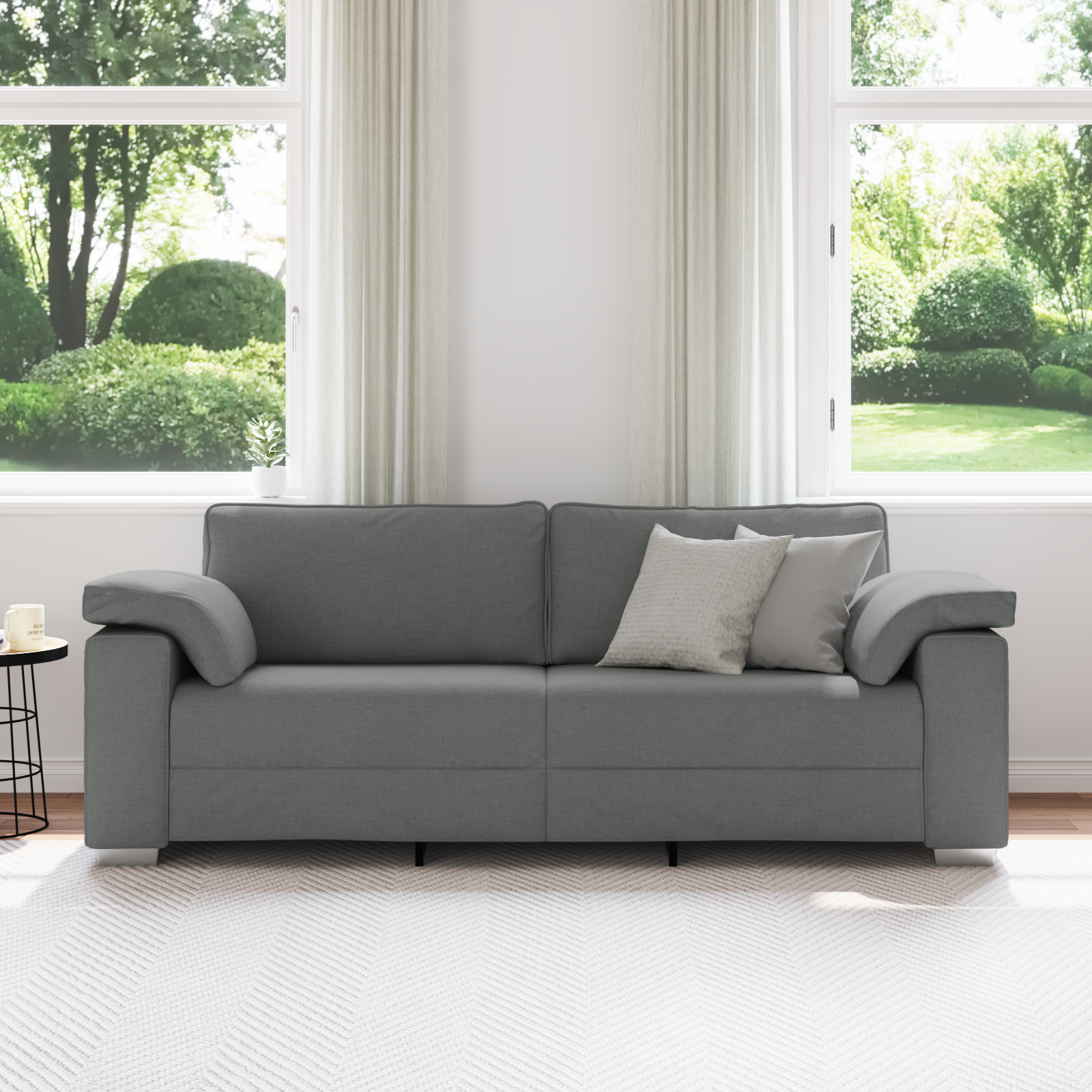 3-Seater Sofa Dark Grey 220 cm Fabric