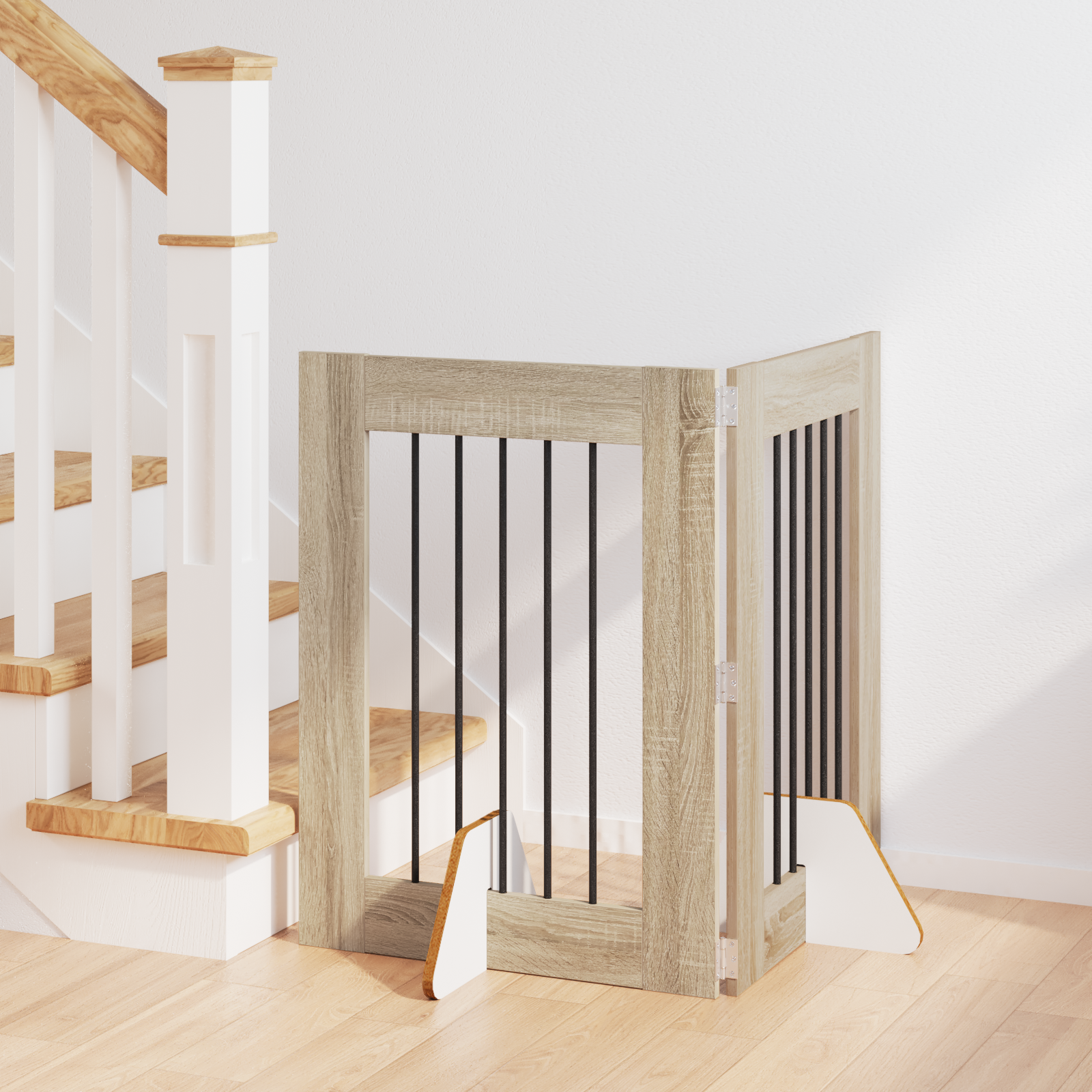 Foldable Dog Gate with Stands 2 pcs Sonoma Oak 120,5 cm
