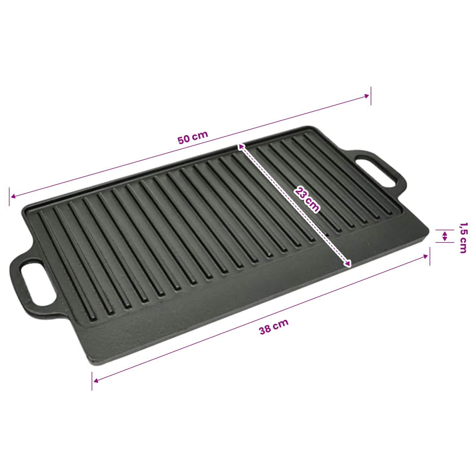 Set of 2 BBQ/Pizza Platter Grill Plate Cast Iron Rever