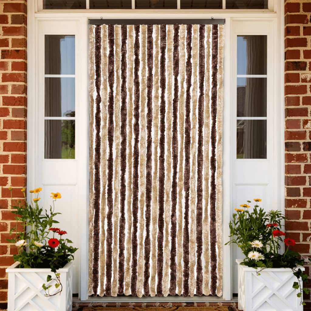 Insect Curtain Beige and Light Brown 90x220 cm Chenille