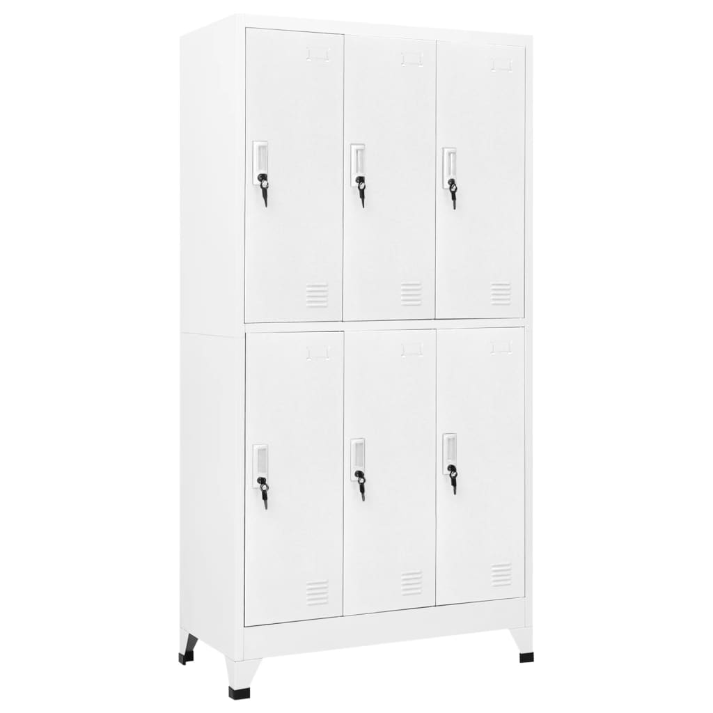 Locker Cabinet with 6 Compartments Steel 90x45x180 cm Grey