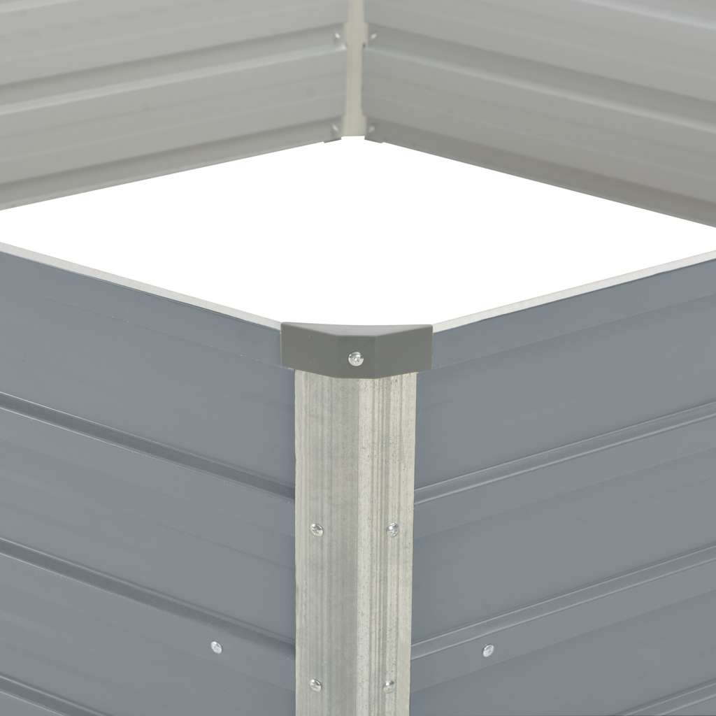 Raised Garden Bed 129x129x45 cm Galvanised Steel Grey