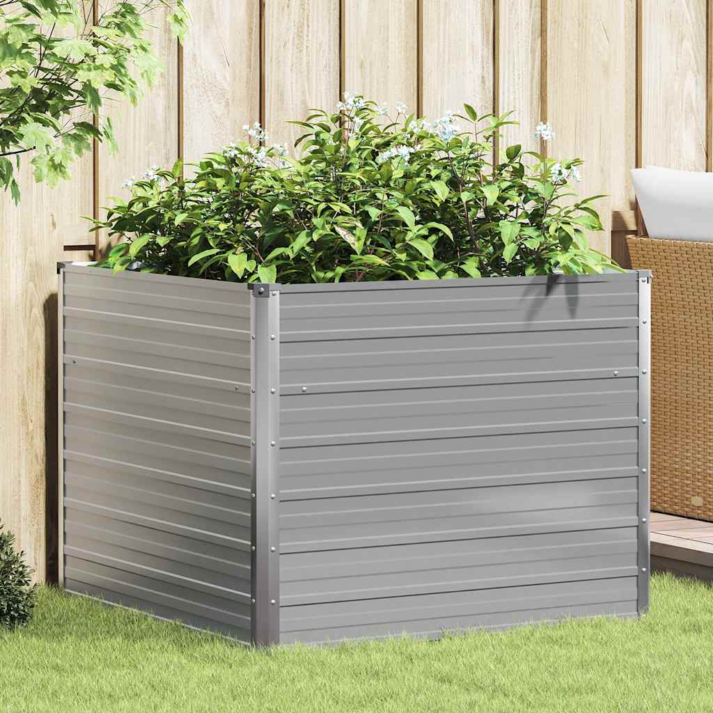 Raised Garden Bed 100x100x77 cm Galvanised Steel Grey