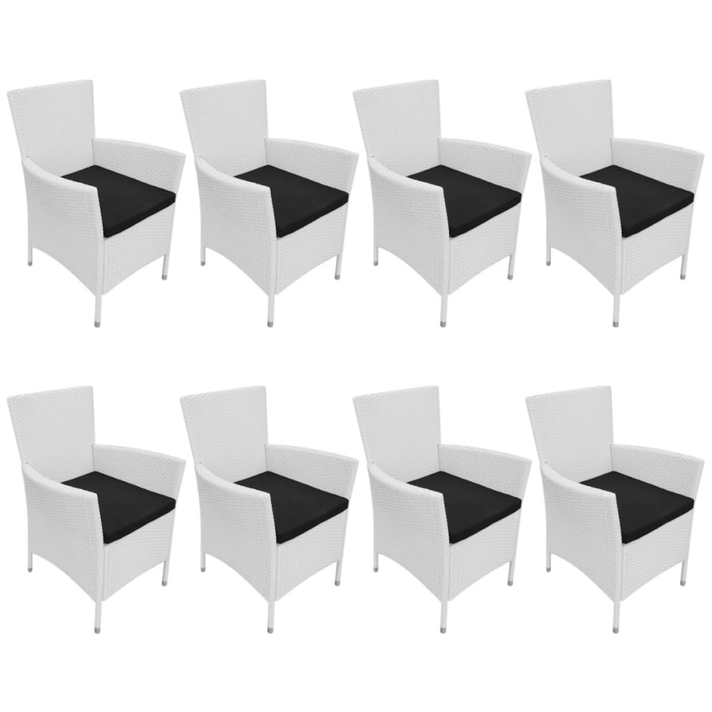 9 Piece Outdoor Dining Set Poly Rattan Cream White