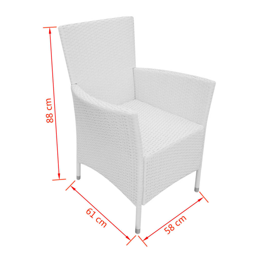 5 Piece Outdoor Dining Set Poly Rattan Cream White