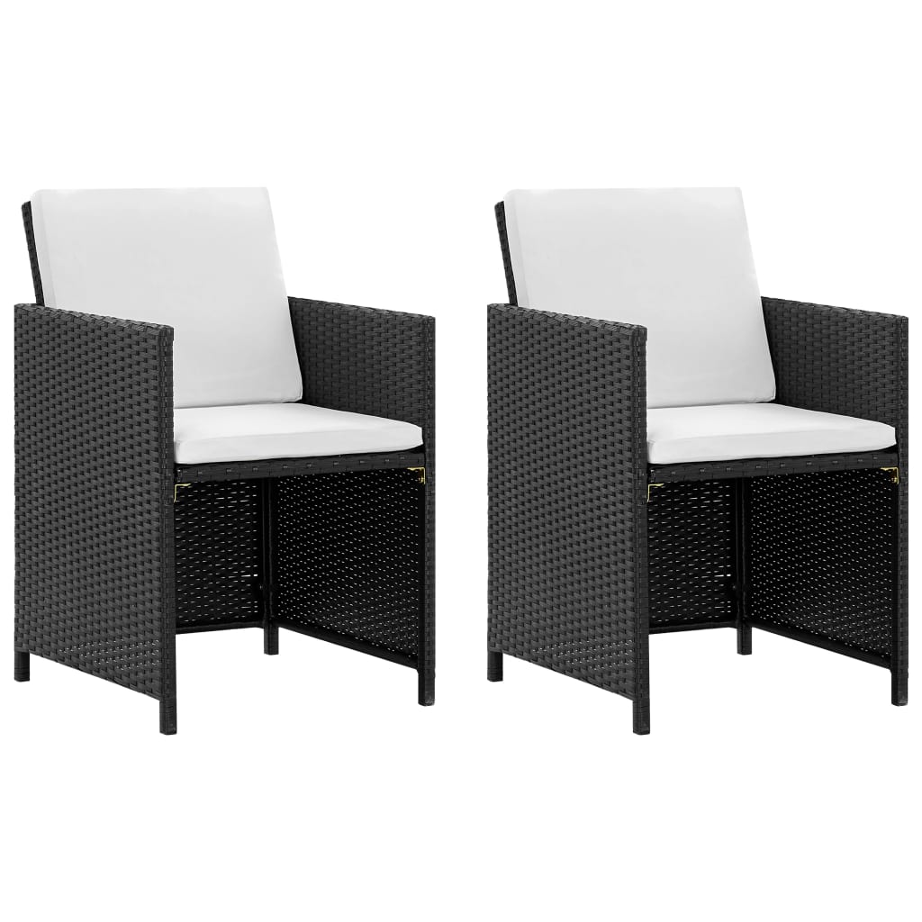 5 Piece Outdoor Dining Set with Cushions Poly Rattan Black