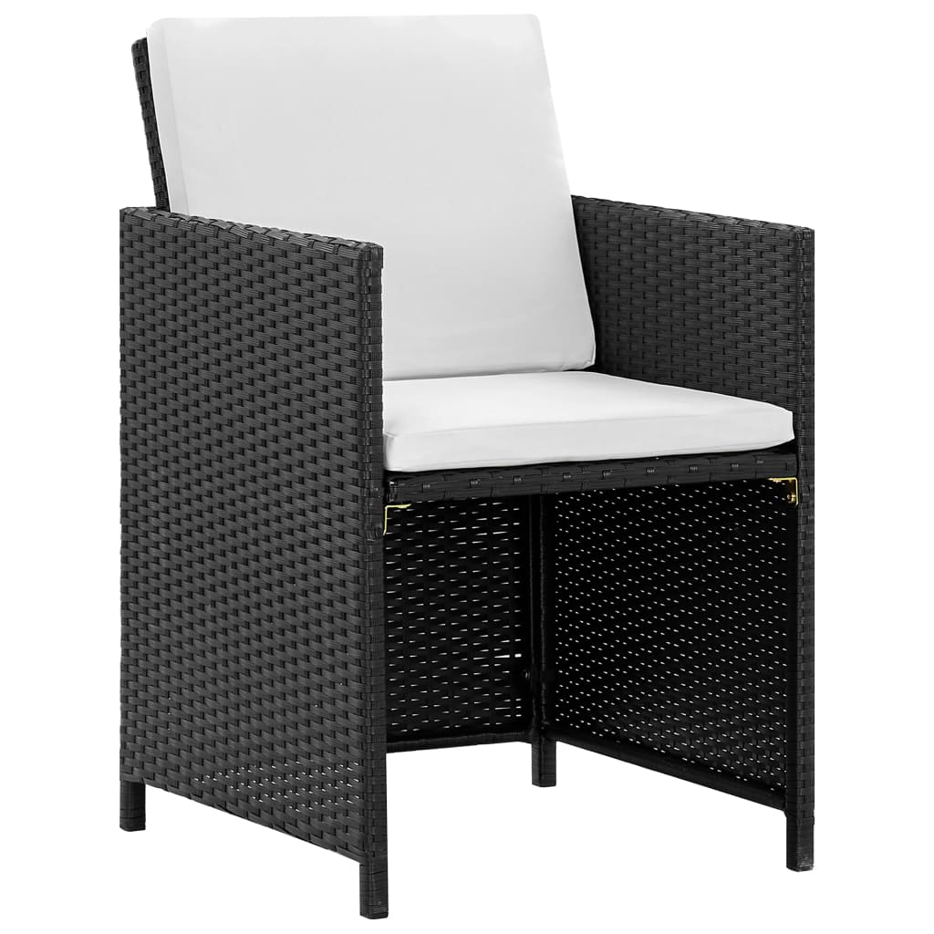 13 Piece Outdoor Dining Set with Cushions Poly Rattan Black
