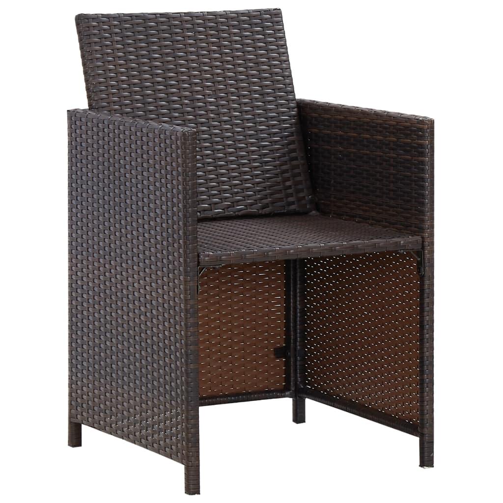13 Piece Outdoor Dining Set with Cushions Poly Rattan Brown