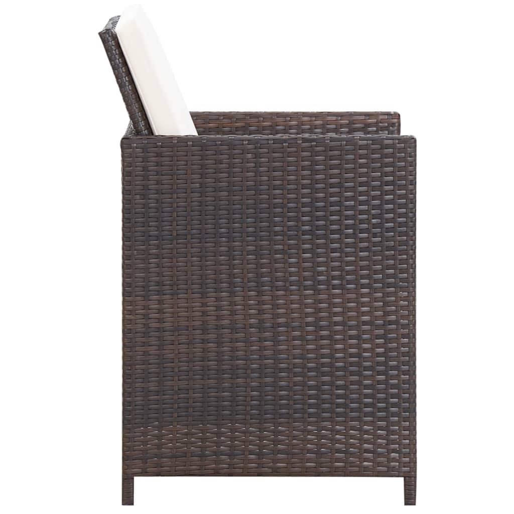 13 Piece Outdoor Dining Set with Cushions Poly Rattan Brown