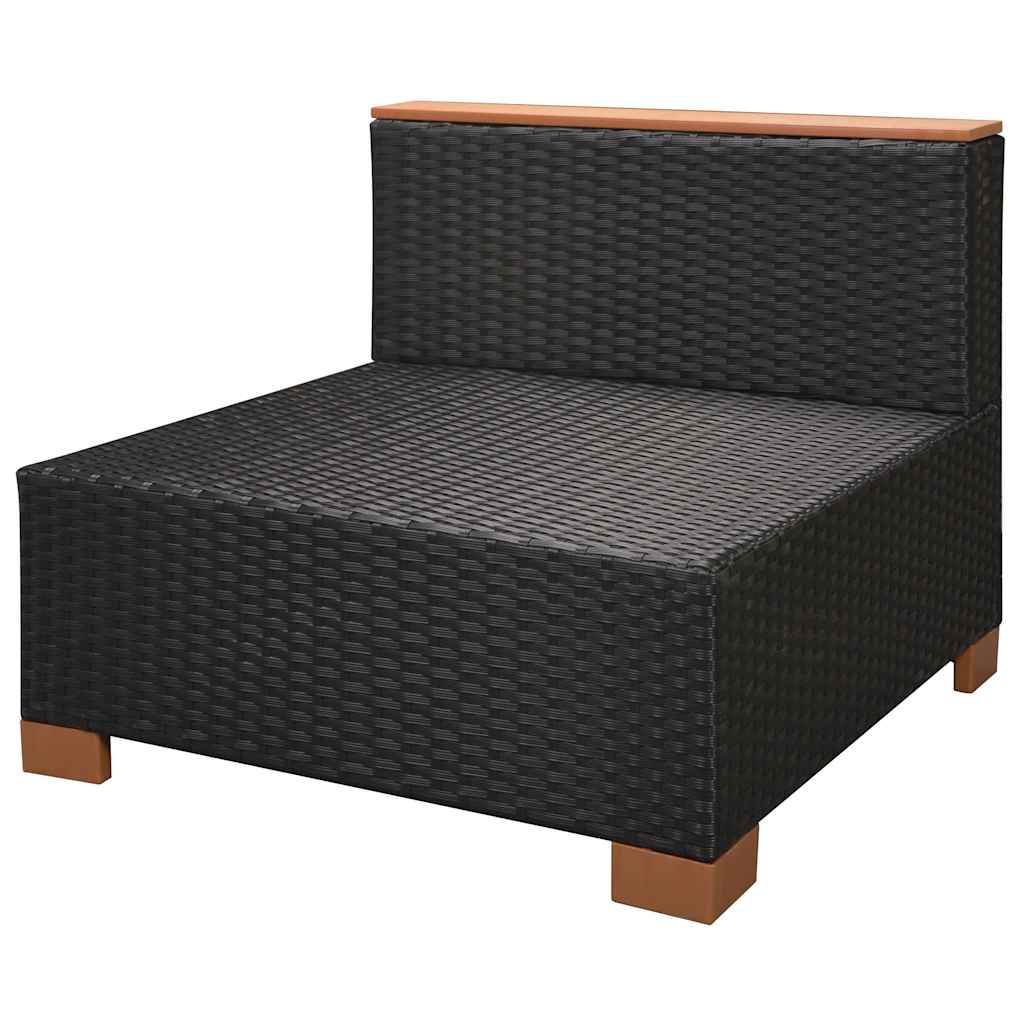 7 Piece Garden Lounge Set with Cushions Poly Rattan Black